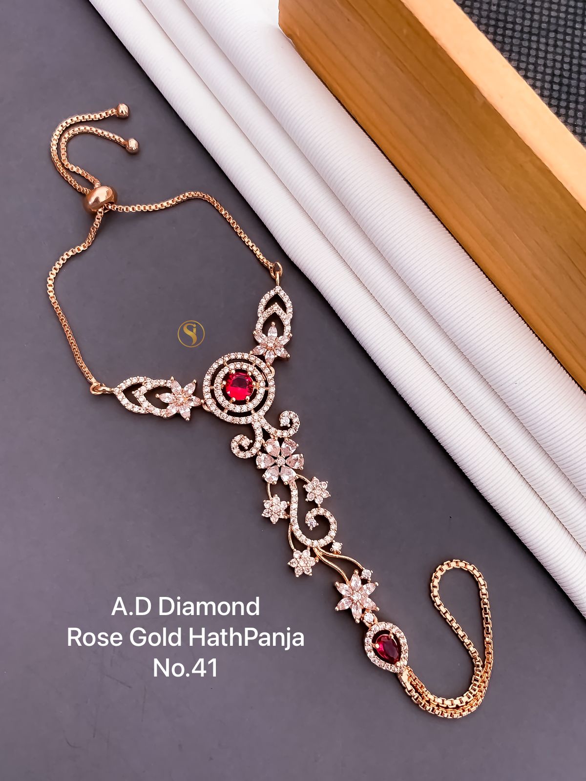 Designer Rose Gold AD Diamond Hath Panja Catalog
